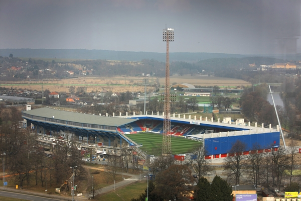 Fotbalový stadion v Plzni.