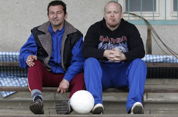 Ondřej Vetchý s Davidem Novotným při natáčení Okresního přeboru. Ondřej Vetchý s Davidem Novotným při natáčení Okresního přeboru.