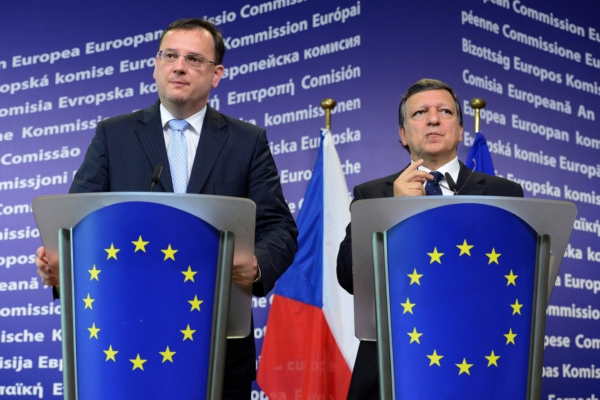 Petr Nečas a José Manuel Barroso.