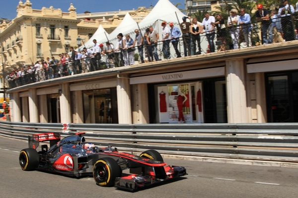 Jenson Button při jednom z tréninků v Monte Carlu.