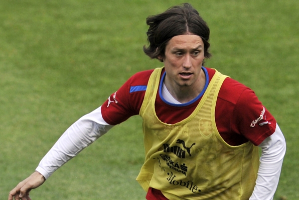 Tomáš Rosický během tréninku. Tomáš Rosický během tréninku.