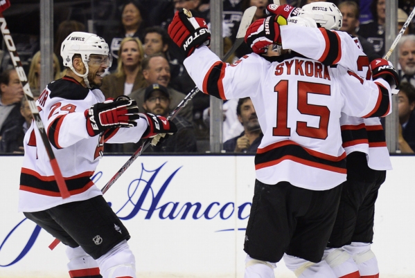 Patrik Eliáš a Petr Sýkora (vpravo) z New Jersey.