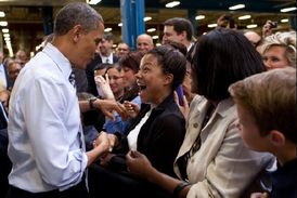 Obama na předvolebním turné.