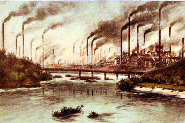 Řeka Ostravice v Ostravě, tady byl 25. června 1912 utopen čeledín.