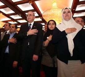 Abdar Rahím Kíb, premiér přechodné libyjské vlády, vystoupil na akci, která vyzývala ženy k maximální účasti ve volbách.