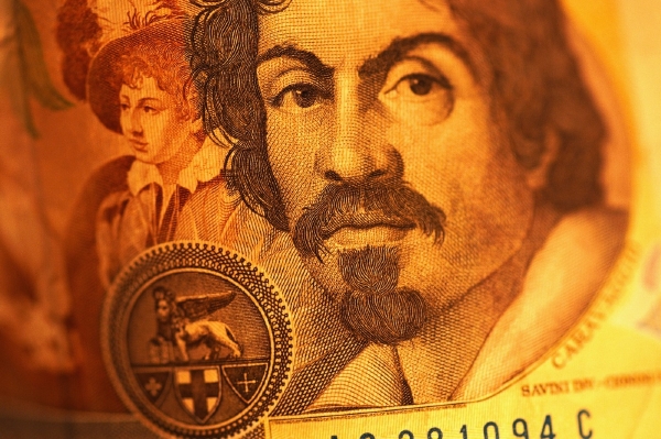 Caravaggiova podobizna na italské liře.