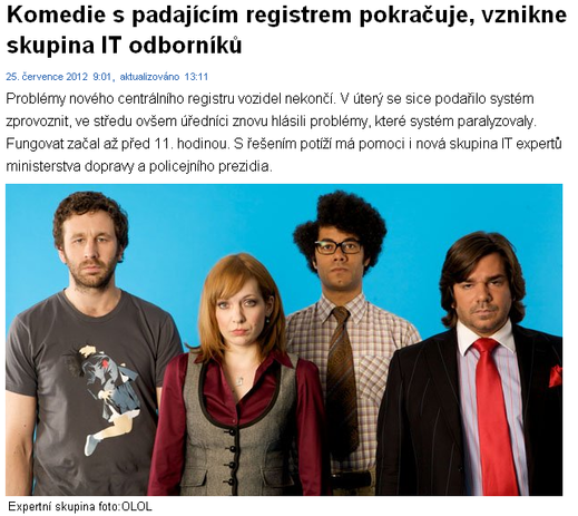 Autor Prasman z diskusního serveru Okoun přirovnal IT odborníky ke geekům z britského seriálu IT Crowd. Autor Prasman z diskusního serveru Okoun přirovnal IT odborníky ke geekům z britského seriálu IT Crowd.