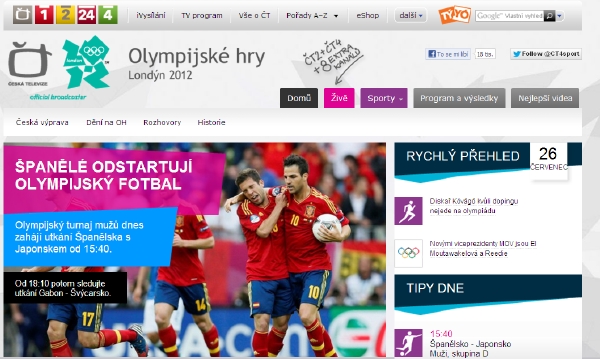 Web ČT umožní sledovat olympiádu až na deseti kanálech současně.