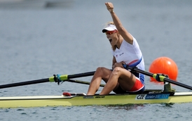 V cíli! Radost olympijské vítězky.