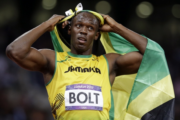 Usain Bolt po svém triumfu na stovce.