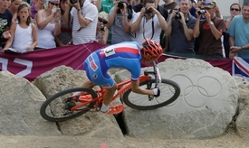 Biker Jaroslav Kulhavý na olympijské trati.