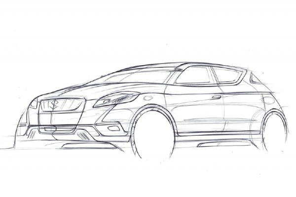 Skica chystaného SUV značky Suzuki. 