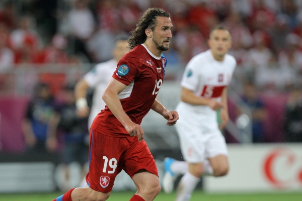 Záložník Petr Jiráček v dresu české reprezentace.