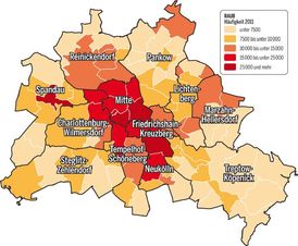 Mapa četnosti loupeží. 