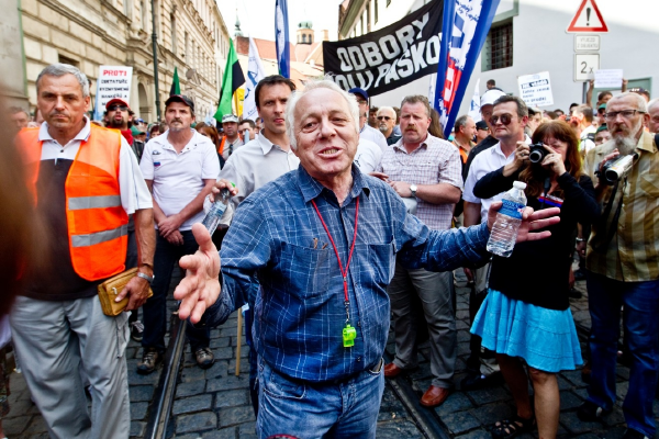 Bohumír Dufek při loňské demonstraci odborů.