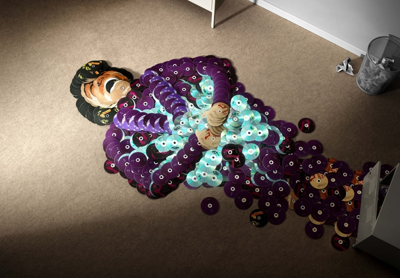 Zpěvák James Brown. Snímky jsou naaranžovány tak, že to vypadá, jako by cédéčka náhodně vypadla z batohu nebo skříňky. Pravda je však jiná, za tímto uměním se skrývá dlouhá a precizní práce. Zpěvák James Brown. Snímky jsou naaranžovány tak, že to vypadá, jako by cédéčka náhodně vypadla z batohu nebo skříňky. Pravda je však jiná, za tímto uměním se skrývá dlouhá a precizní práce.