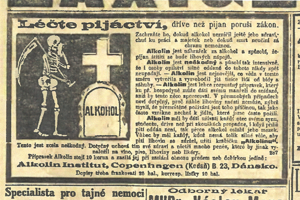 Dobová reklama na alkolin, 1912.