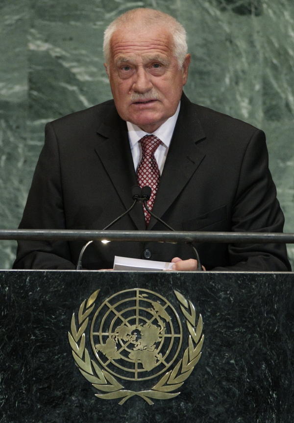 Prezident Václav Klaus při svém projevu na zasedání Valného shromáždění Organizace spojených národů.