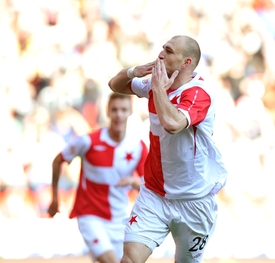 Takhle slavil Martin Latka při minulém derby v Edenu gól do sítě Sparty.