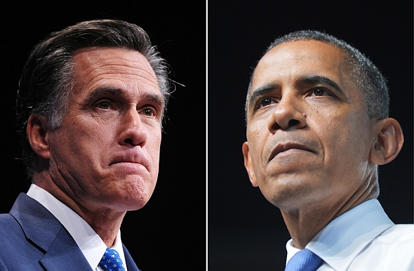 Kandidáti na amerického prezidenta: Baracka Obama (vpravo) a Mitt Romney. 
