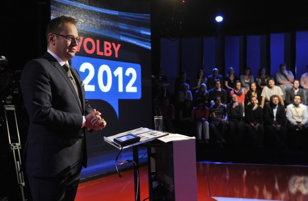 Václav Moravec v jedné z předvolebních diskuzí ČT.
