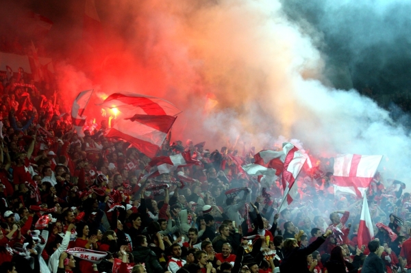 Fanoušci pražské Slavie. Fanoušci pražské Slavie.