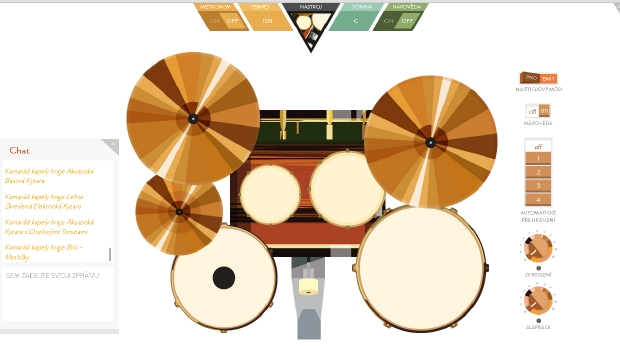 Takhle vypadají na aplikaci JAM s Chromem bicí.