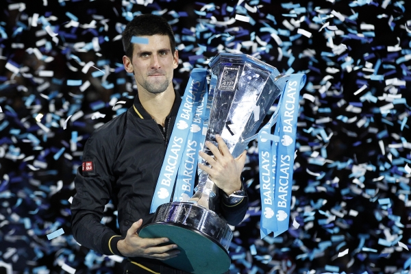 Novak Djokovič po triumfu na Turnaji mistrů. Novak Djokovič po triumfu na Turnaji mistrů.