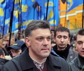 Oleh Ťjahnybok, šéf strany Svoboda.
