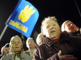 Příznivci strany Svoboda.