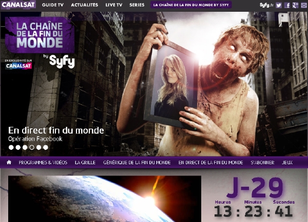 Internetové stránky francouzské televize o konci světa.