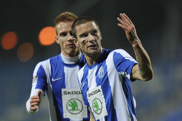 Boleslavský Martin Fillo sláví první gól utkání.
