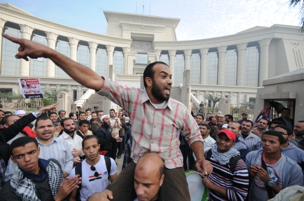 Momentka z demonstrace v Egyptě.
