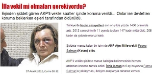 Poslankyně Fatma Salmanová. Bez modřin je to docela fešná ženská.