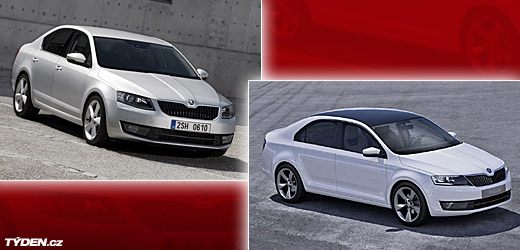 Škoda Octavia III (vlevo) a koncepční vůz Škoda Misssion L (vpravo).