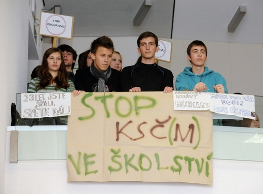 Momentka z protestu v Českých Budějovicích.