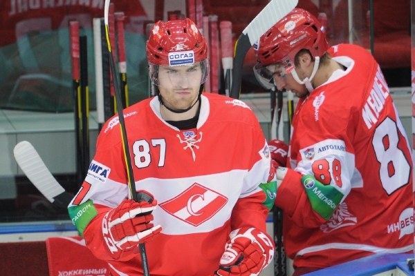 Jakub Nakládal (vlevo) v dresu Spartaku Moskva.