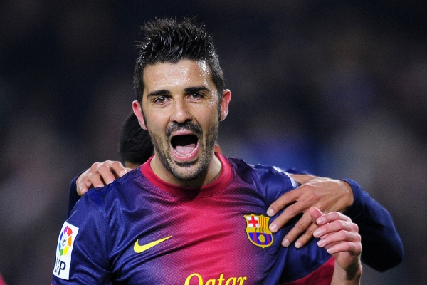 Barcelonský střelec David Villa.