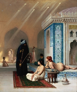 Tradice. Harém v Osmanské říši. Malba Jeana Léona Gérôma (asi 1876).