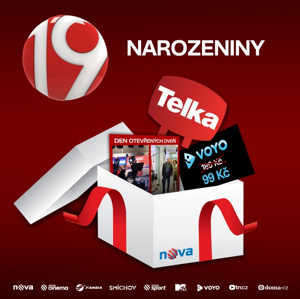 Oslav 19. výročí vysílání Nova využívá k propagaci.