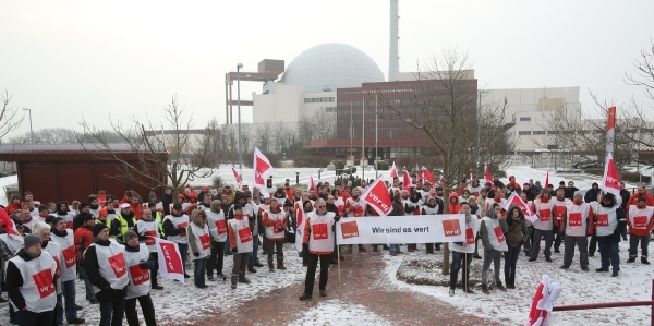 Stávkující zaměstnanci největší energetické společnosti v Německu.