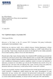 Dopis firmy KPMG šéfovi pražského dopravního podniku.