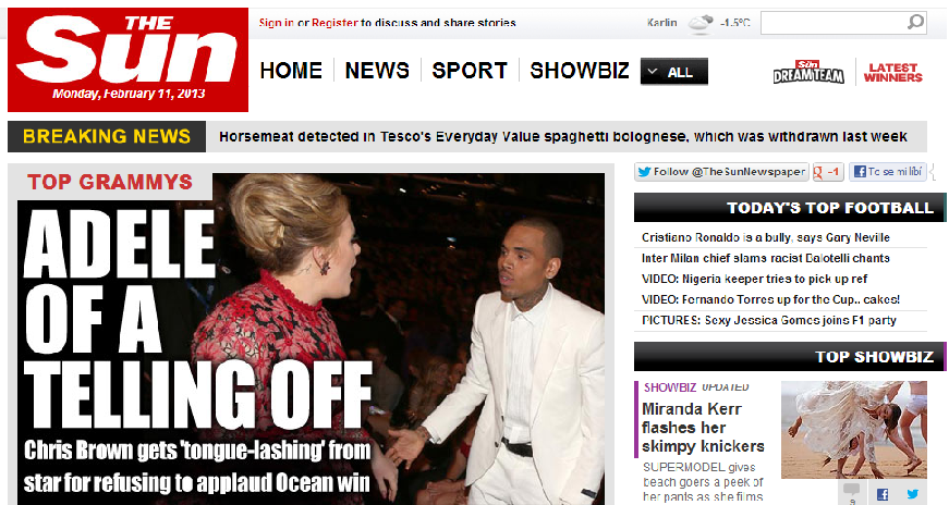 Internetová mutace bulvárního deníku The Sun.