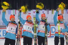Česká štafeta ve složení (zleva) Michal Šlesingr, Ondřej Moravec, Jaroslav Soukup a Michal Krčmář