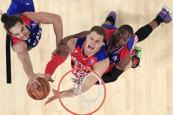 Momentka z basketbalového utkání hvězd.
