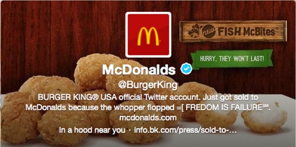 Napadený profil Burger Kingu na Twitteru.