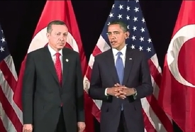 V Bílém domě nemají z výroku o sionismu radost. Na snímku Obama s Erdoganem po jednání ve Washingtonu.