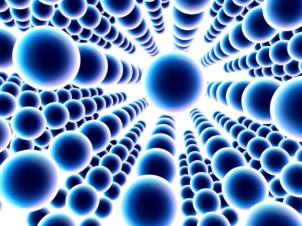 Umělecké ztvárnění mřížky z blíže neurčených nanočástic.