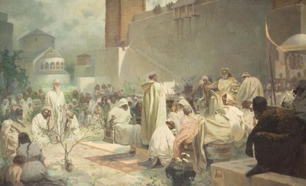 Muchovo nejdráže prodané dílo Zavedení slovanské liturgie na Velké Moravě. Muchovo nejdráže prodané dílo Zavedení slovanské liturgie na Velké Moravě.