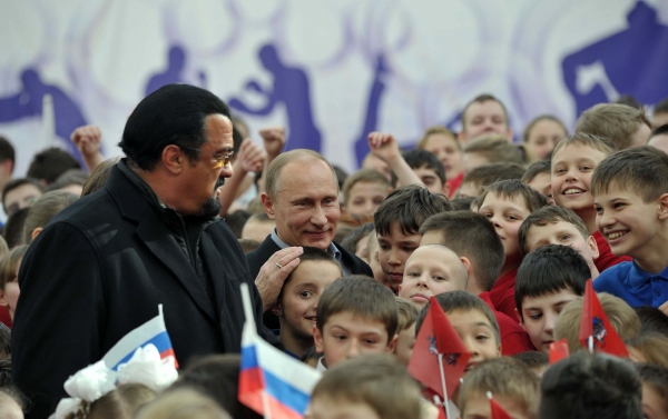 Hvězda akčních filmů Steven Seagal a ruský prezident Vladimir Putin. Hvězda akčních filmů Steven Seagal a ruský prezident Vladimir Putin.